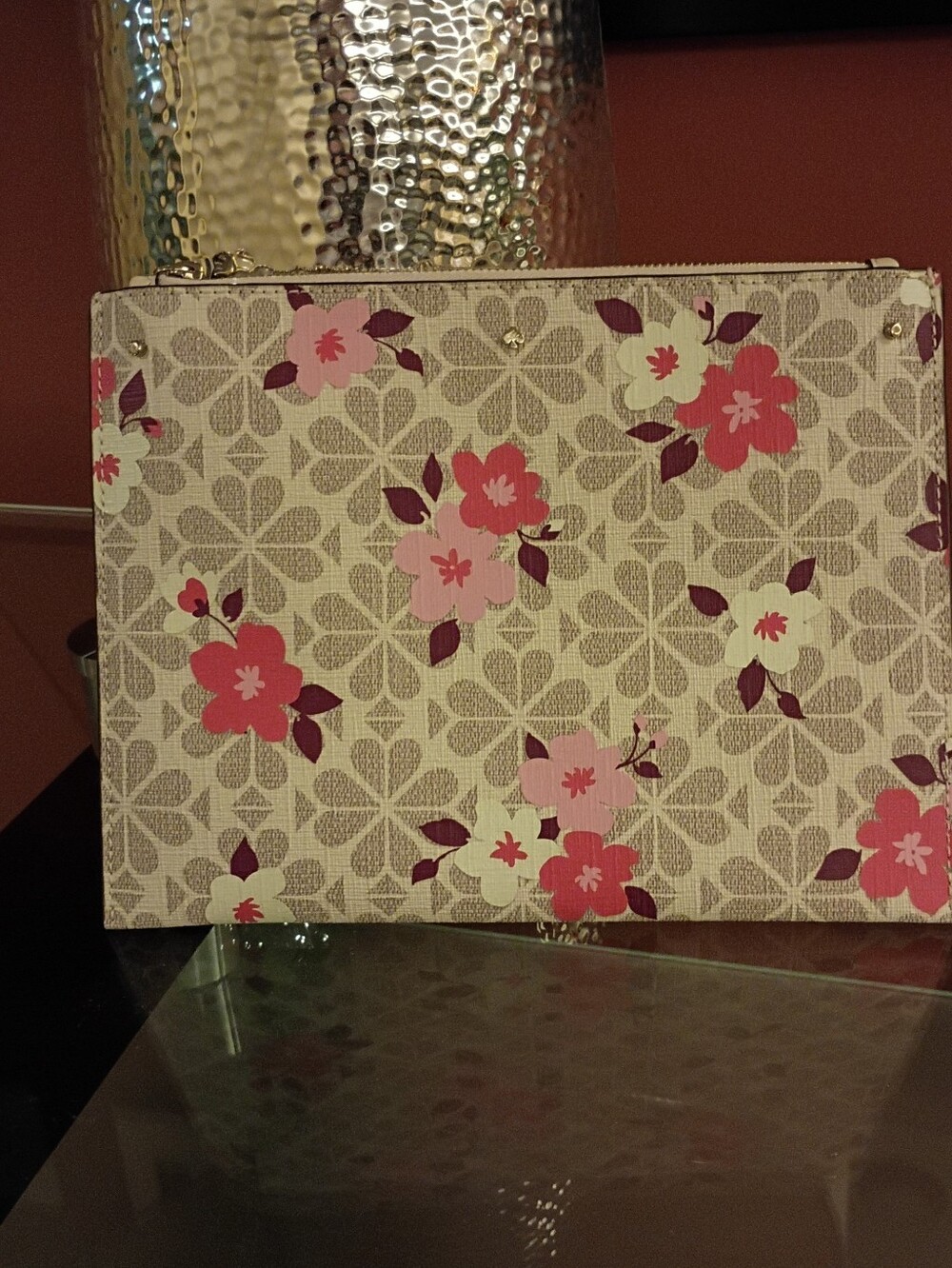 kate spade Floral Print Zip Pouch in Pink, Cream, Purple